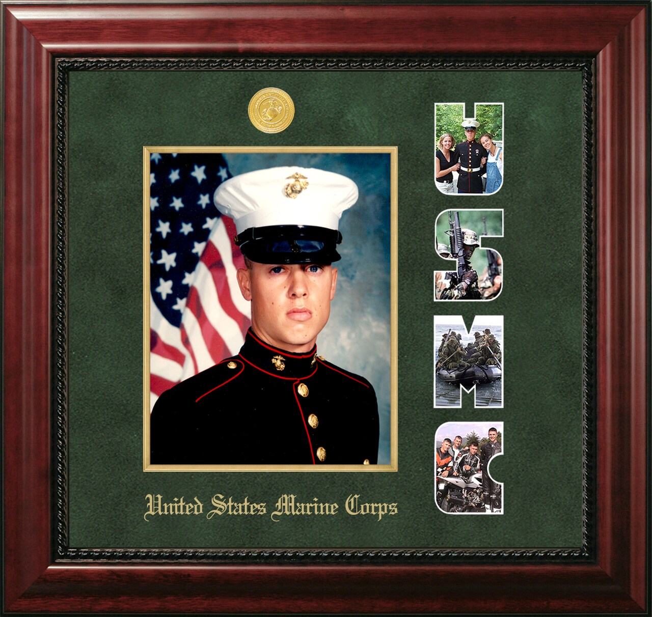 Patriot Frames Marine 8x10 Portrait Executive Frame with Gold Medallion and gold Filet